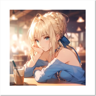 saber at coffee shop Posters and Art